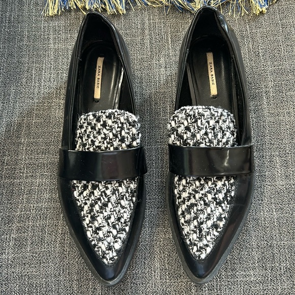 Zara houndstooth pointed loafers - Picture 1 of 4